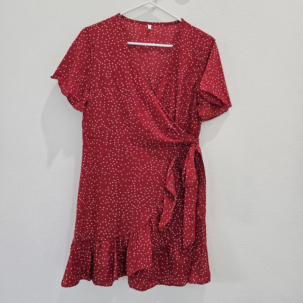 Red with white Polka Dot Dress